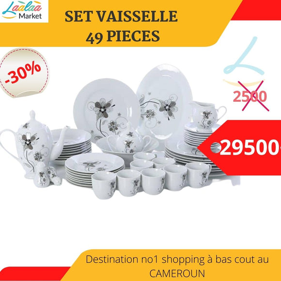 BELLE VIE – Service de table – 49 Pièces -cassables Etat Neuf