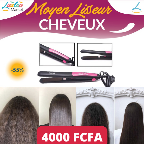 Kemei Professional 220V Lisseur de cheveux électrique Tourmaline Céramique Fers à lisser cheveux