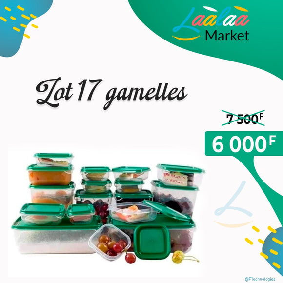 Gamelles - stockage de repas - set de 17 pièces