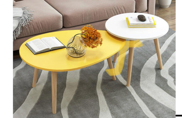 Table Basse 2 en 1 – Jaune / Blanche